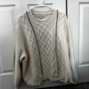 La Ligne for Target Ivory Cable Knit Sweater with Dark Accents